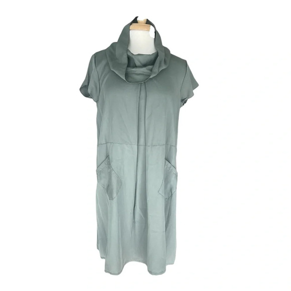 Marina Gigli Women Green Turtleneck Short Dress Size Large - Picture 9 of 9